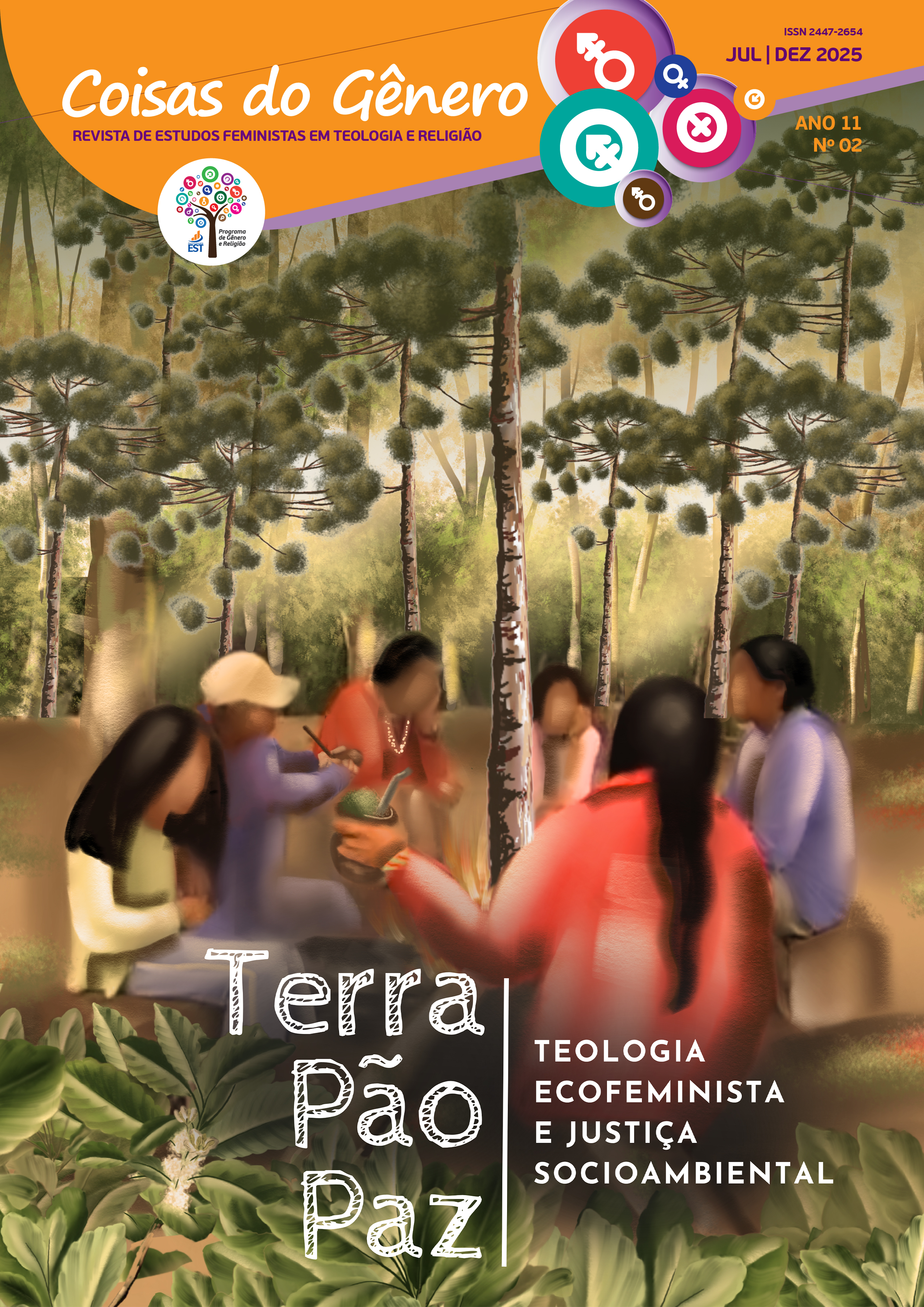 Capa da Revista Coisas do Gênero, contendo o tema do Dossiê "Terra, Pão, Paz: Teologia Ecofeminista e Justiça Socioambiental"